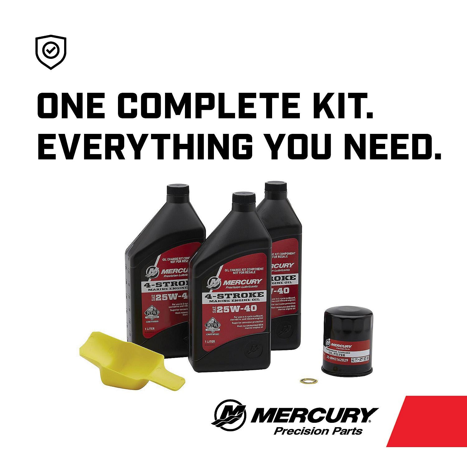 Mercury 25W-40 oil change kit for 40 50 and 60hp EFI FourStroke outboards 8M0081916 One Kit