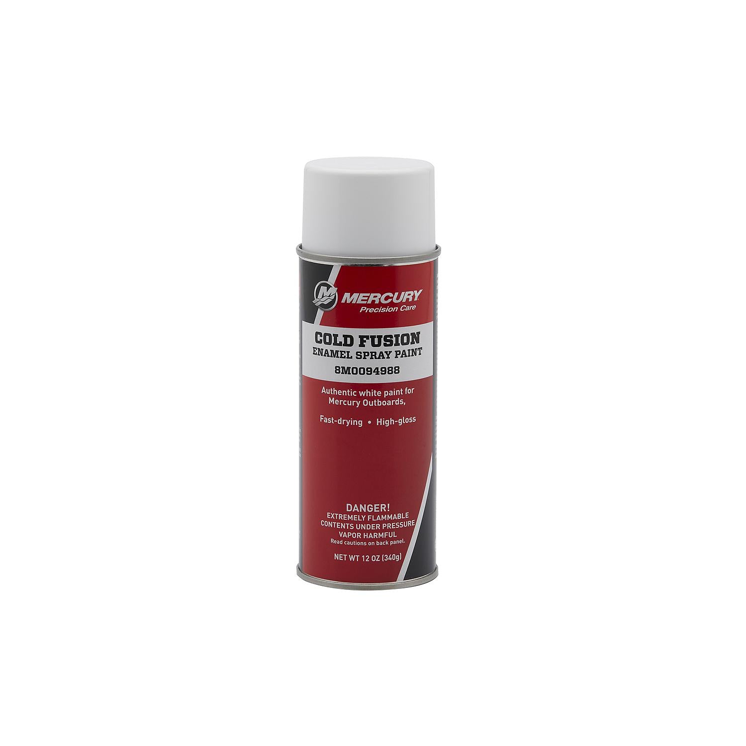 Mercury 8M0094988 Cold Fusion White enamel spray paint 12 ounce spray can for Mercury painted outboards