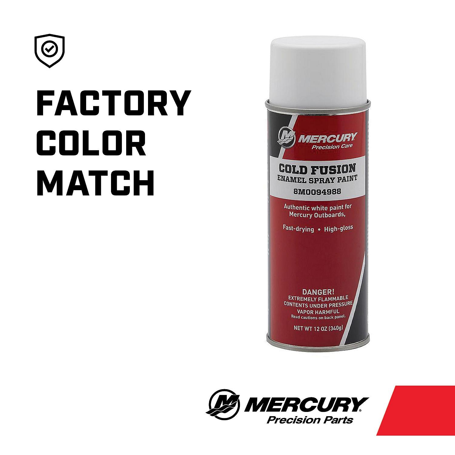 Mercury 8M0094988 Cold Fusion White enamel spray paint 12 ounce spray can for Mercury painted outboards color match