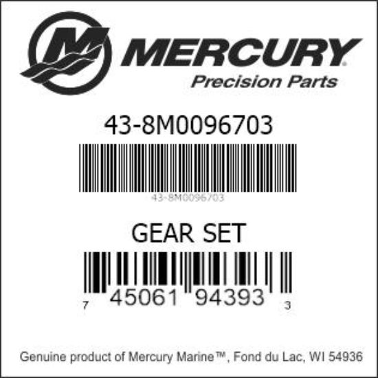 Mercury 8M0096703 lower unit gear set for 135 to 150 HP outboard engines