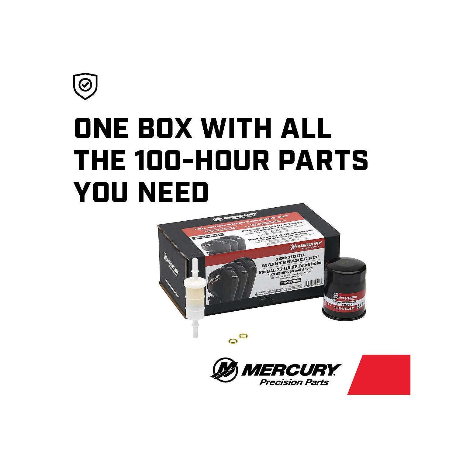 Mercury 8M0097854 100-Hour Maintenance Kit for 2.1L 75–115HP FourStroke One Box