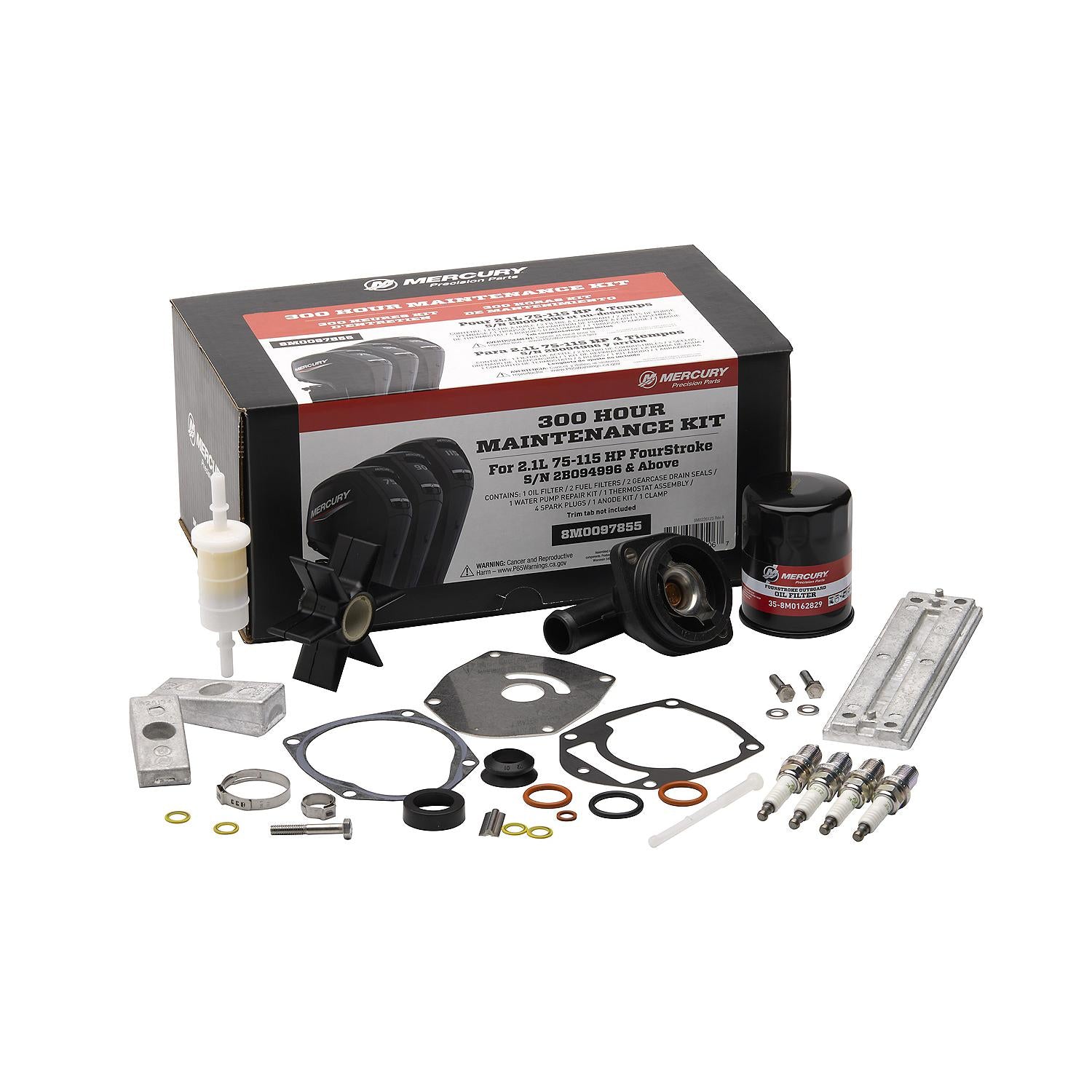 Mercury 8M0097855 300 hour maintenance kit for 2.1L 75-115hp FourStroke outboards