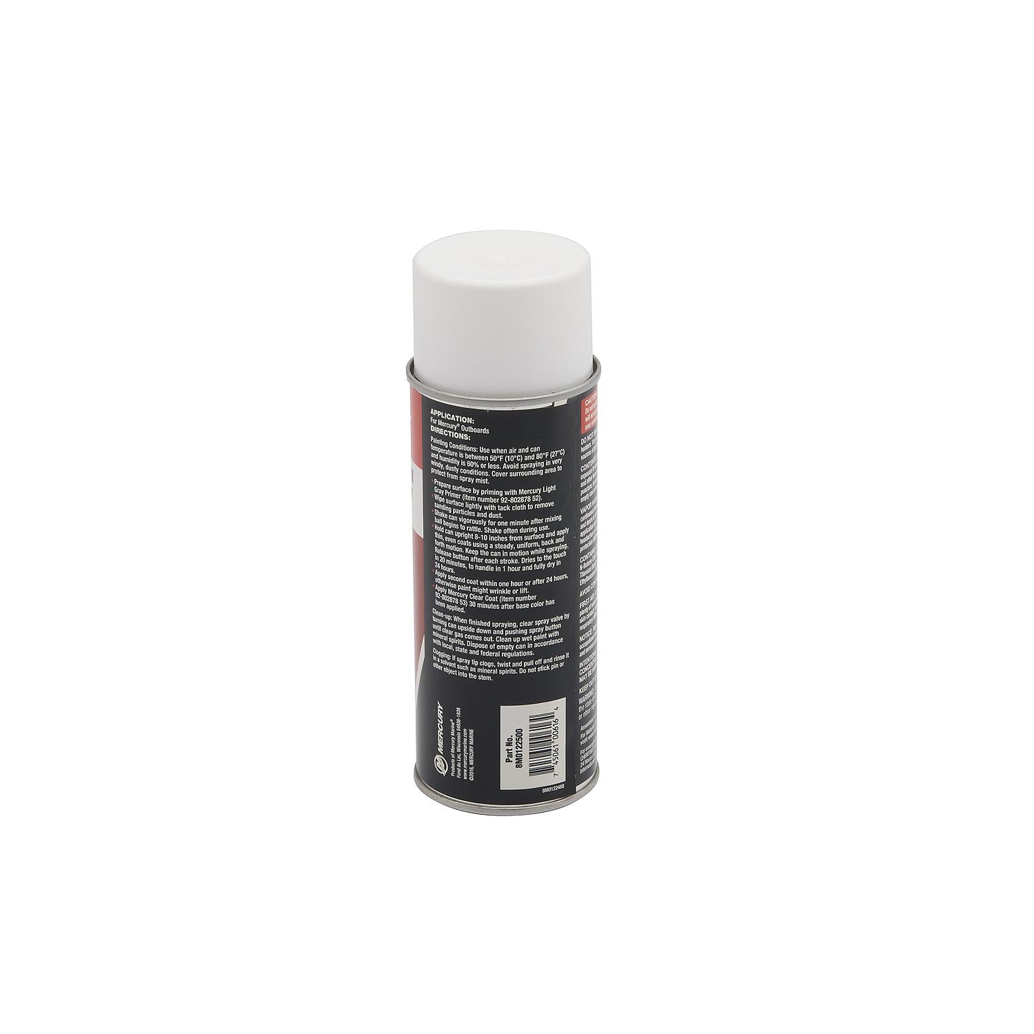 Mercury 8M0122500 Pearl Fusion White enamel spray paint 12 ounce can for Mercury painted outboards back