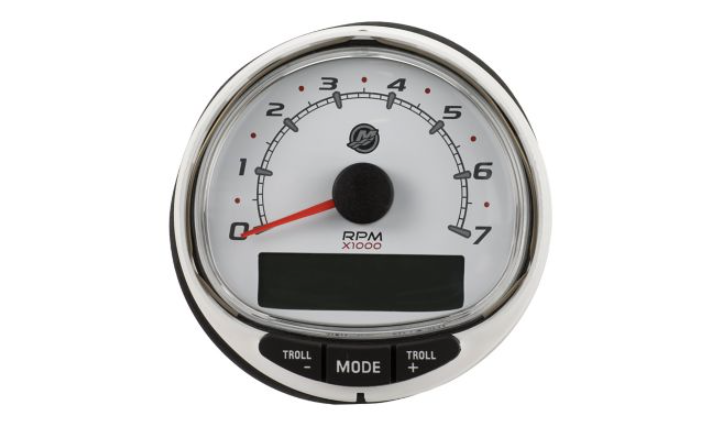 Mercury 8M0135634 SmartCraft SC1000 white 7000 RPM tachometer gauge with glass lens for SmartCraft compatible engines