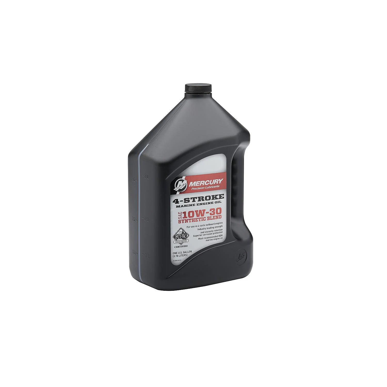 Mercury SAE 10W-30 Synthetic Blend 4-Stroke Marine Engine Oil, 1-Gallon Bottle (8M0142151) Left Angle