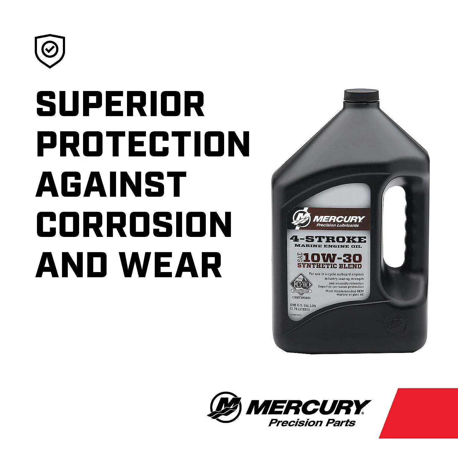 Mercury SAE 10W-30 Synthetic Blend 4-Stroke Marine Engine Oil, 1-Gallon Bottle (8M0142151) Wear Protection