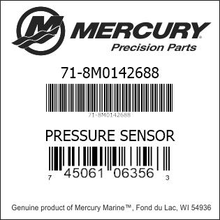 Mercury 8M0142688 pressure sensor part number label