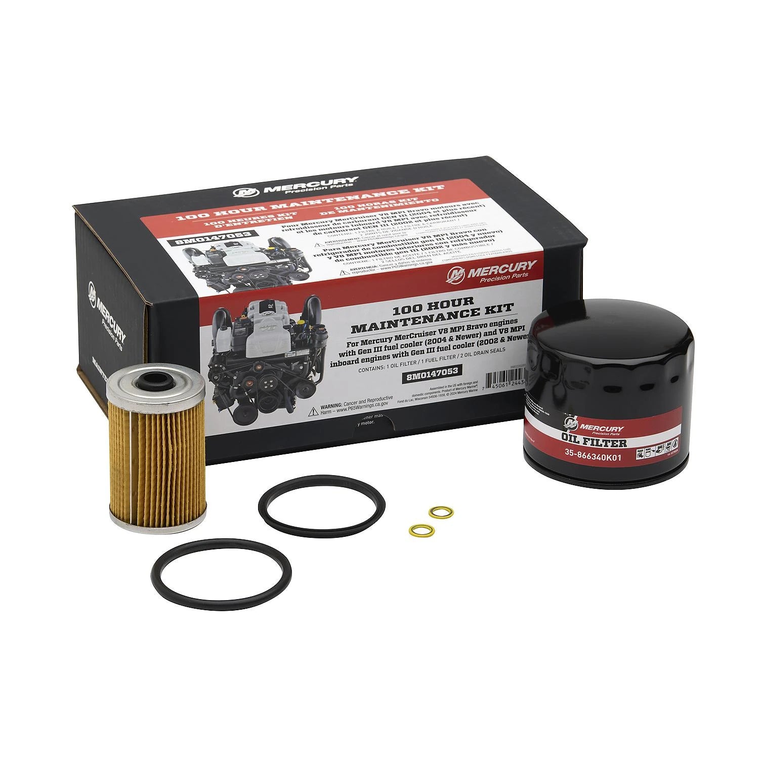 Mercury 8M0147053 100-Hour Maintenance Kit for MerCruiser GM V8 MPI Engines with Gen III Cool Fuel