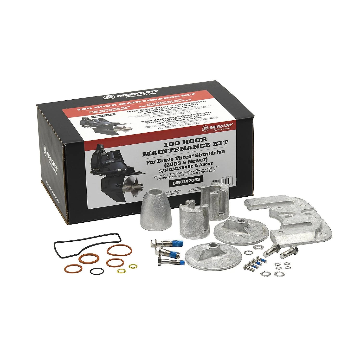 Mercury 8M0147058 100-Hour Maintenance Kit for MerCruiser Bravo Three Sterndrives 2003 and newer