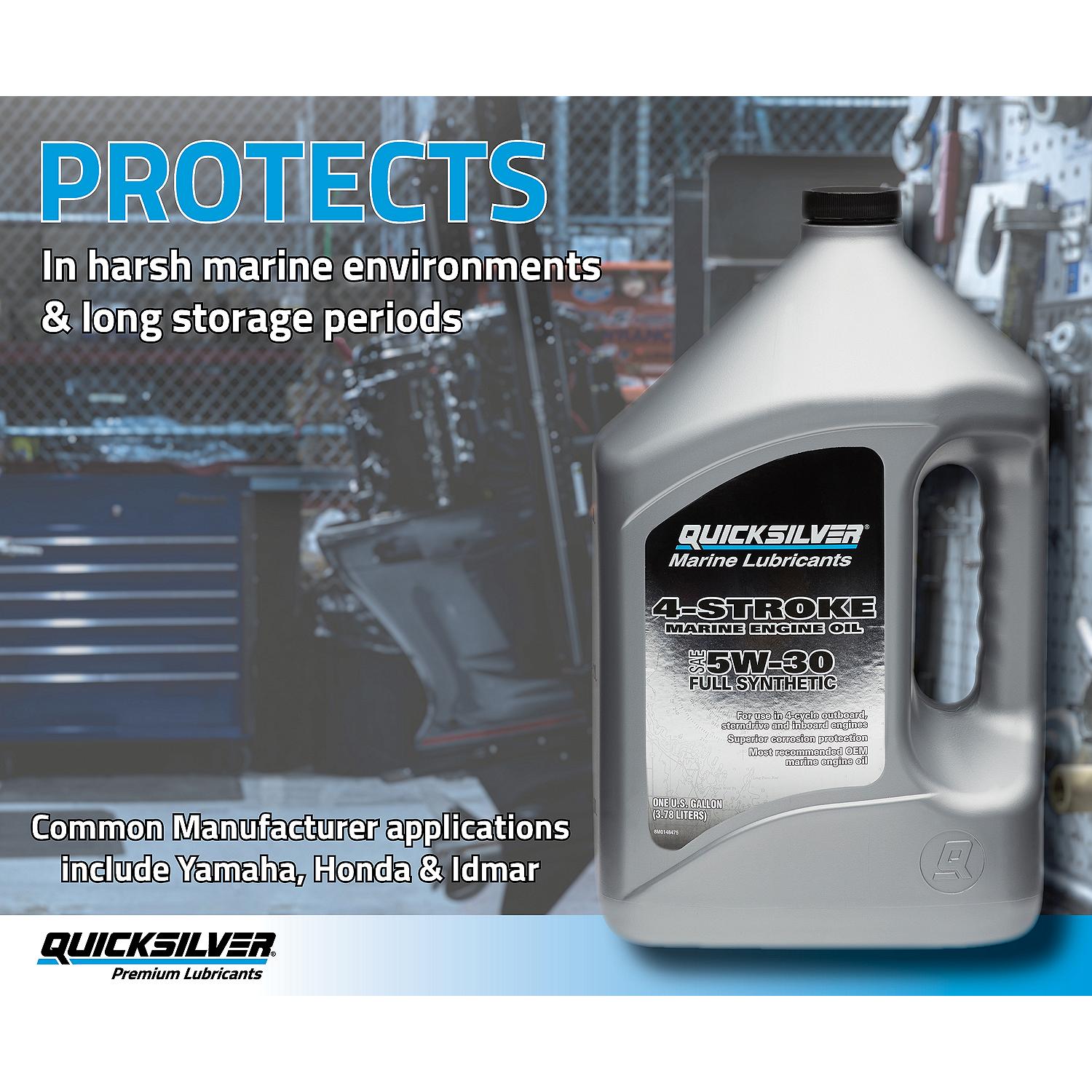 Quicksilver full synthetic marine oil protection graphic