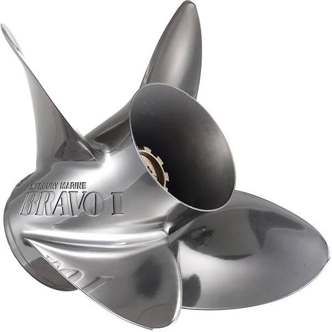 Mercury Bravo I stainless steel propeller, 4-blade, 15.25 x 28 right-hand, part 8M0151217