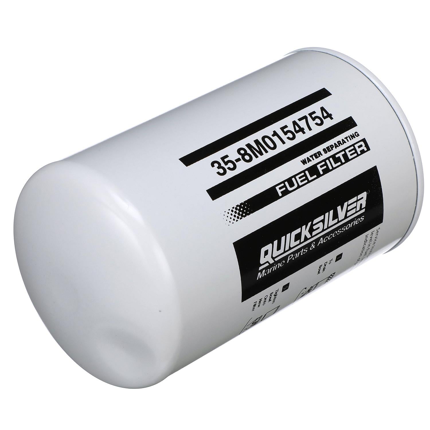 Quicksilver 8M0154754 10-micron water-separating fuel filter for high-horsepower Yamaha outboards Angle