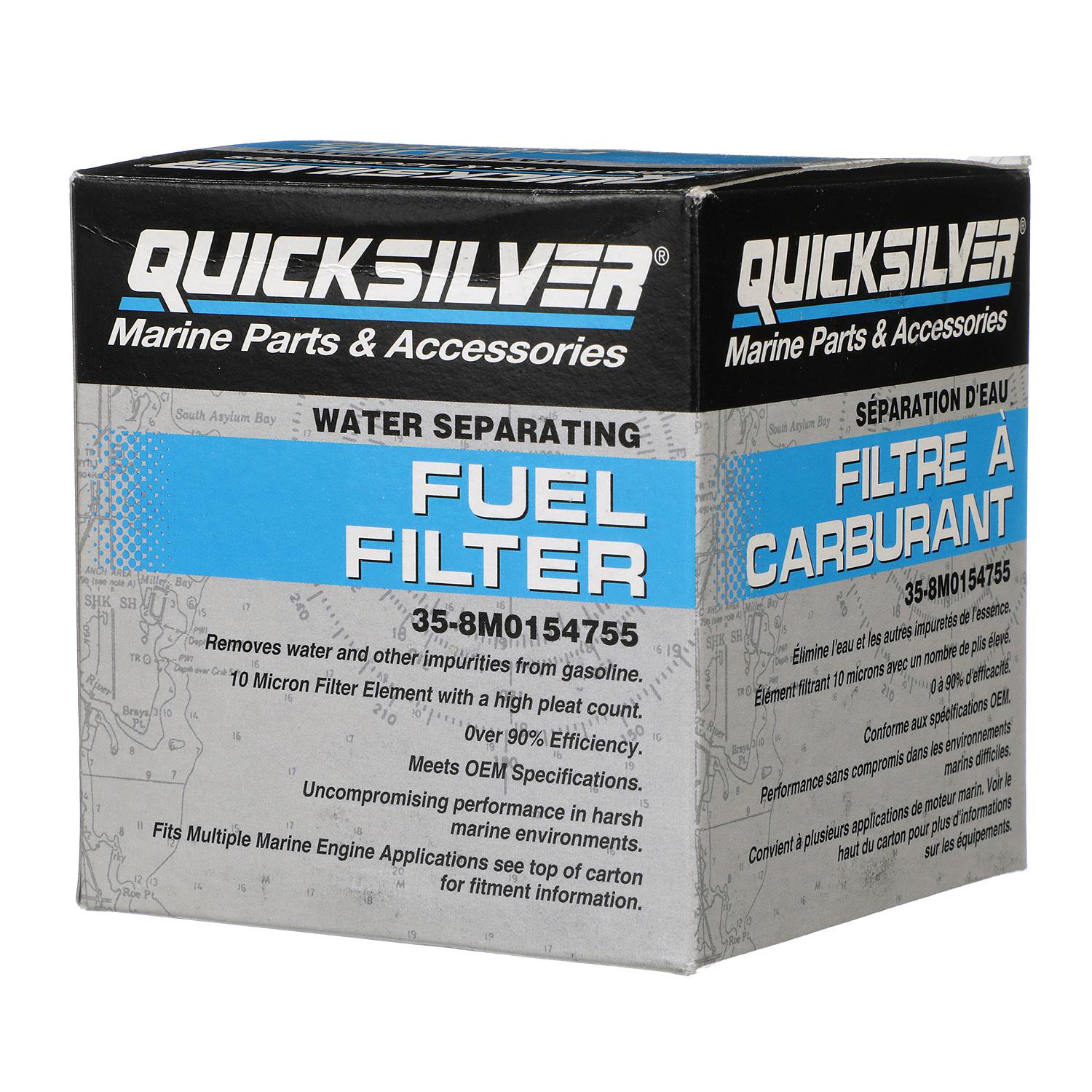 Quicksilver 8M0154755 Water Separating Fuel Filter for 115HP+ Marine Engines Box