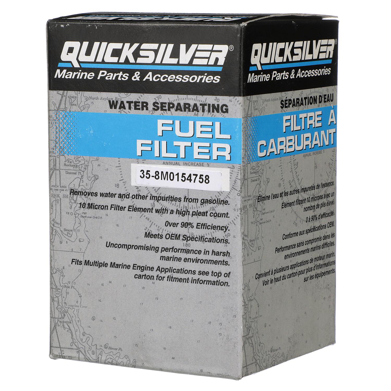 Quicksilver water separating fuel filter for Volvo Penta V6 and V8 marine engines 8M0154758 Box
