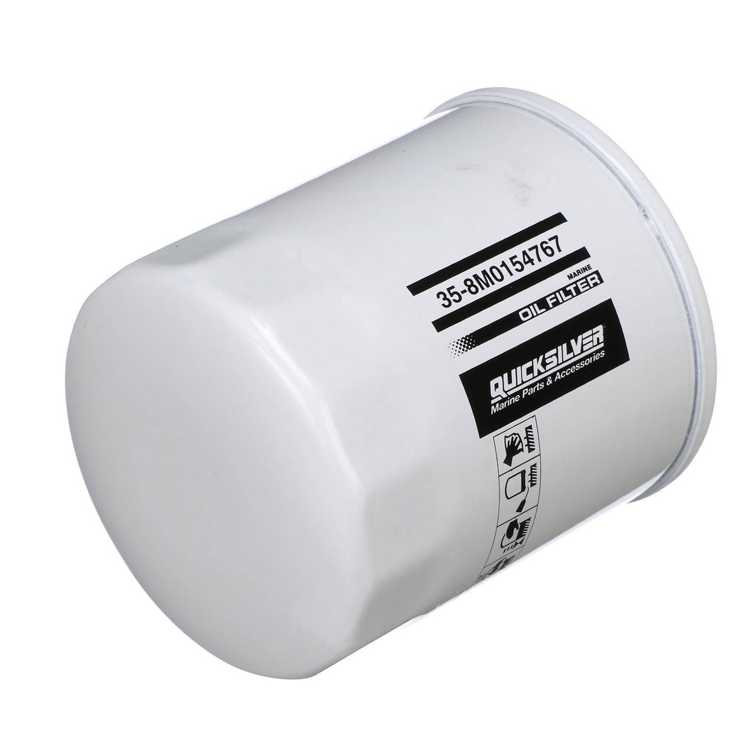 Quicksilver 8M0154767 20 micron oil filter for Volvo Penta and OMC GM V6 marine engines Right Angle