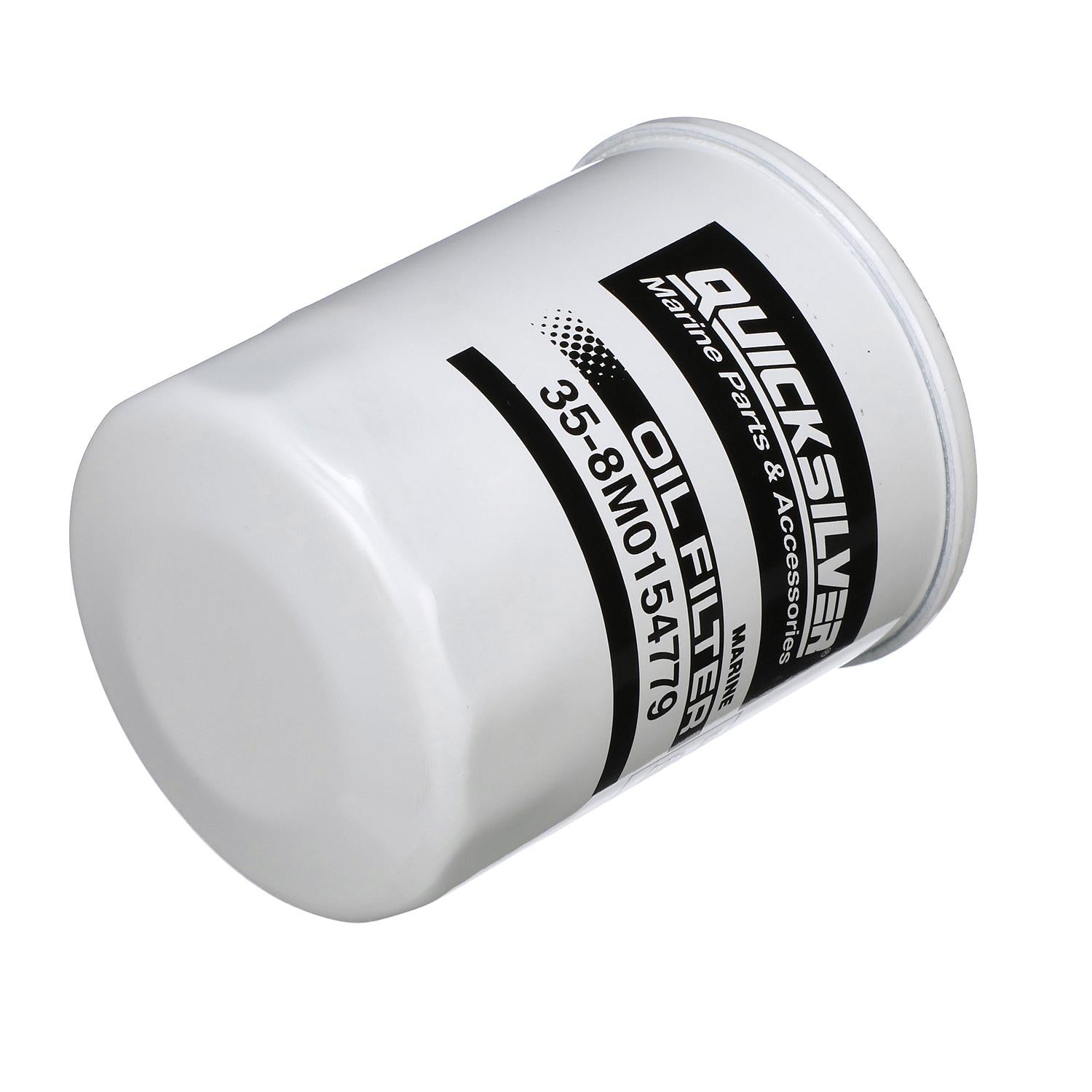Quicksilver 8M0154779 20 micron oil filter for Honda BF Series 75-225HP outboards top angle