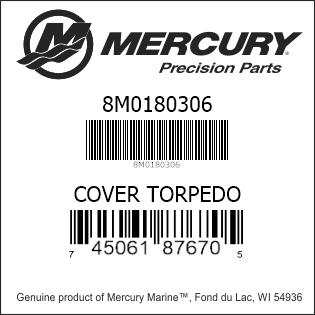 Mercury Precision Parts label for 8M0180306 torpedo cover