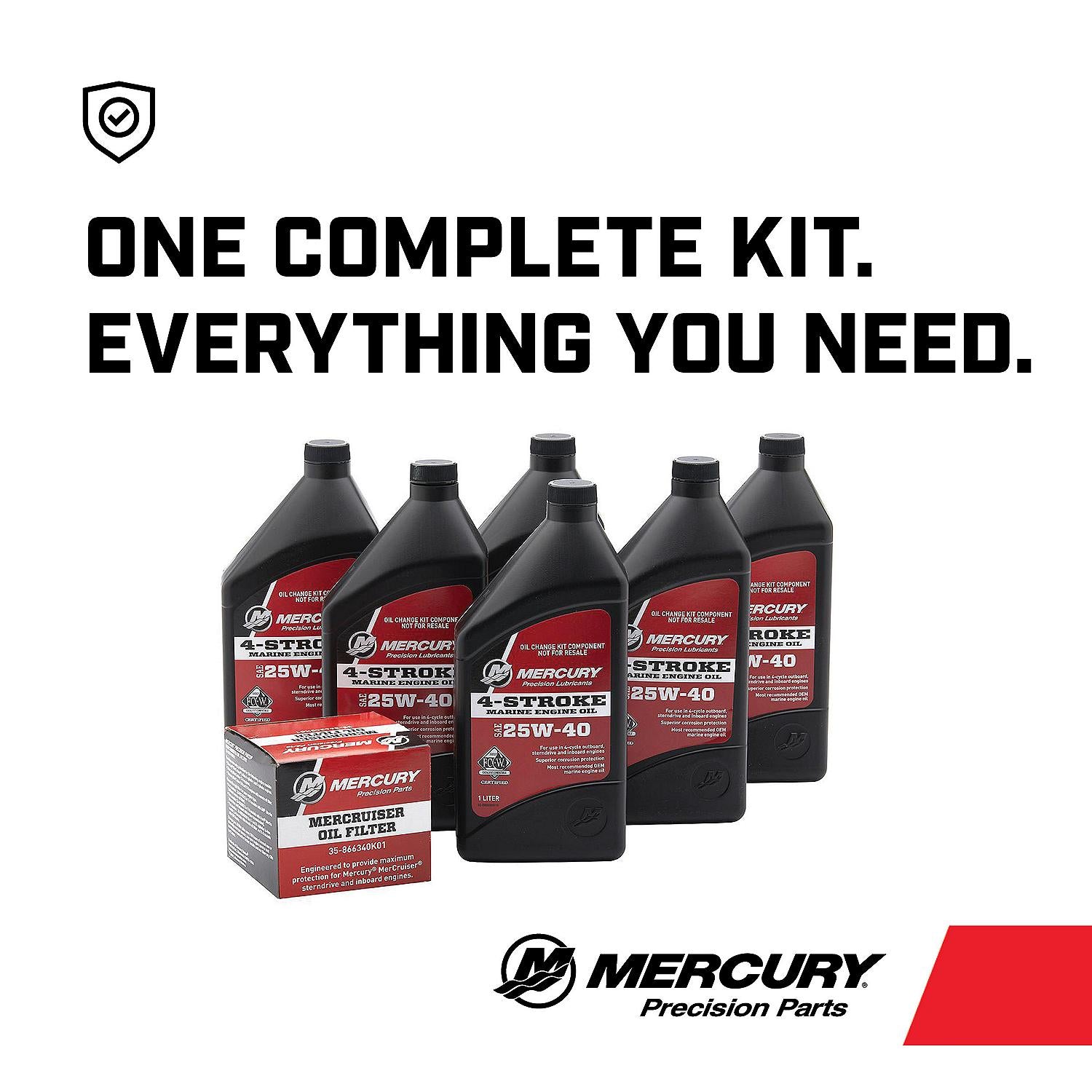 Mercury sterndrive oil change kit for MerCruiser 4.3L V6 4-stroke engines without remote oil filter kit 8M0182227 Complete Kit