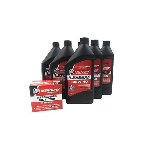 Mercury MerCruiser OEM Sterndrive & Inboard SAE 25W-40 Oil Change Kit 8M0182228