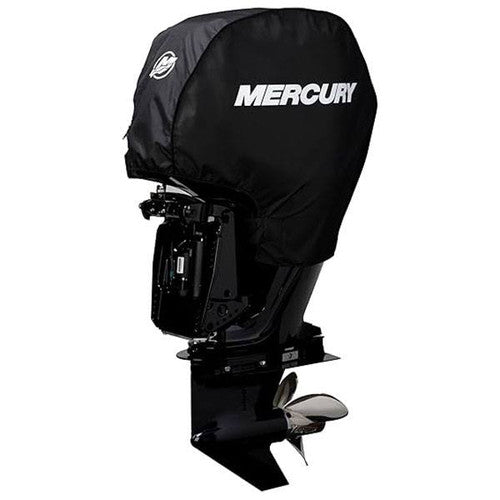 Mercury 8M0221491 black Tow N Stow outboard cover for 75-115hp FourStroke engines Front