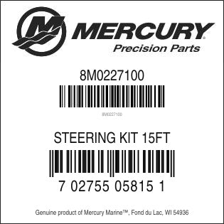 Mercury 8M0227100 steering kit 15 ft UPC label