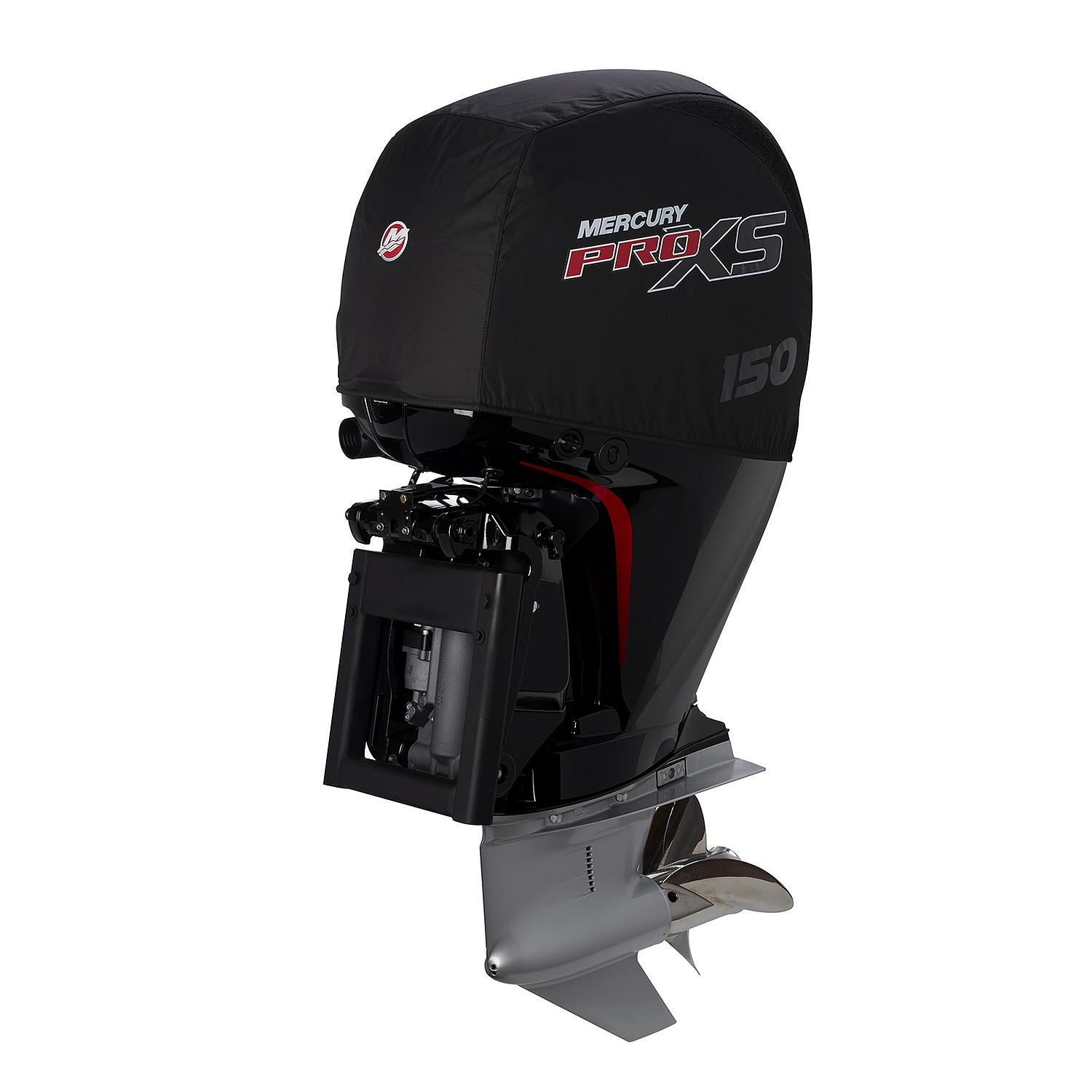 Mercury 8M0228531 black vented splash cover for 150hp Pro XS outboard Back