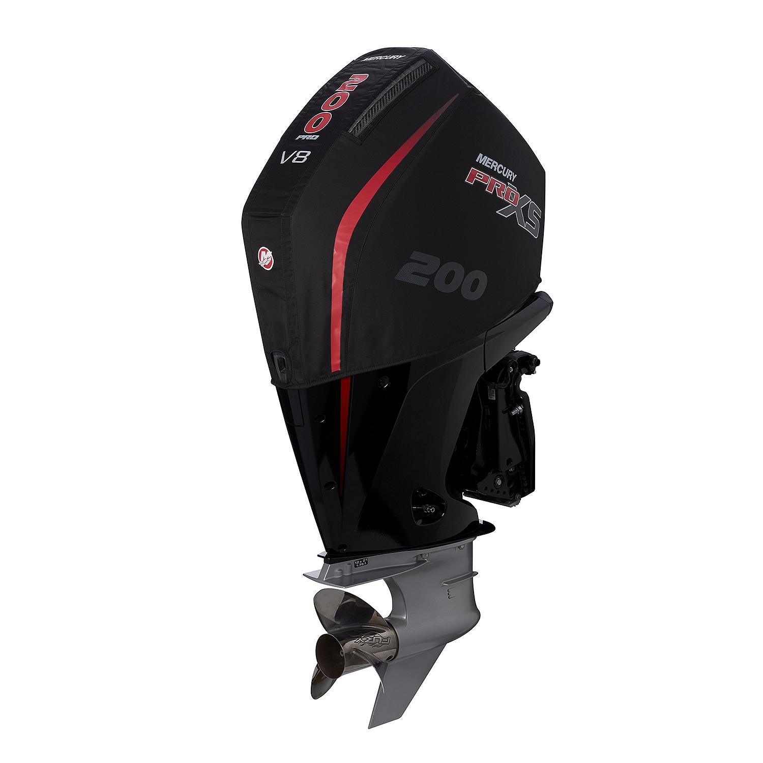 Mercury 8M0228533 black vented splash cover for 4.6L V8 200hp Pro XS outboard