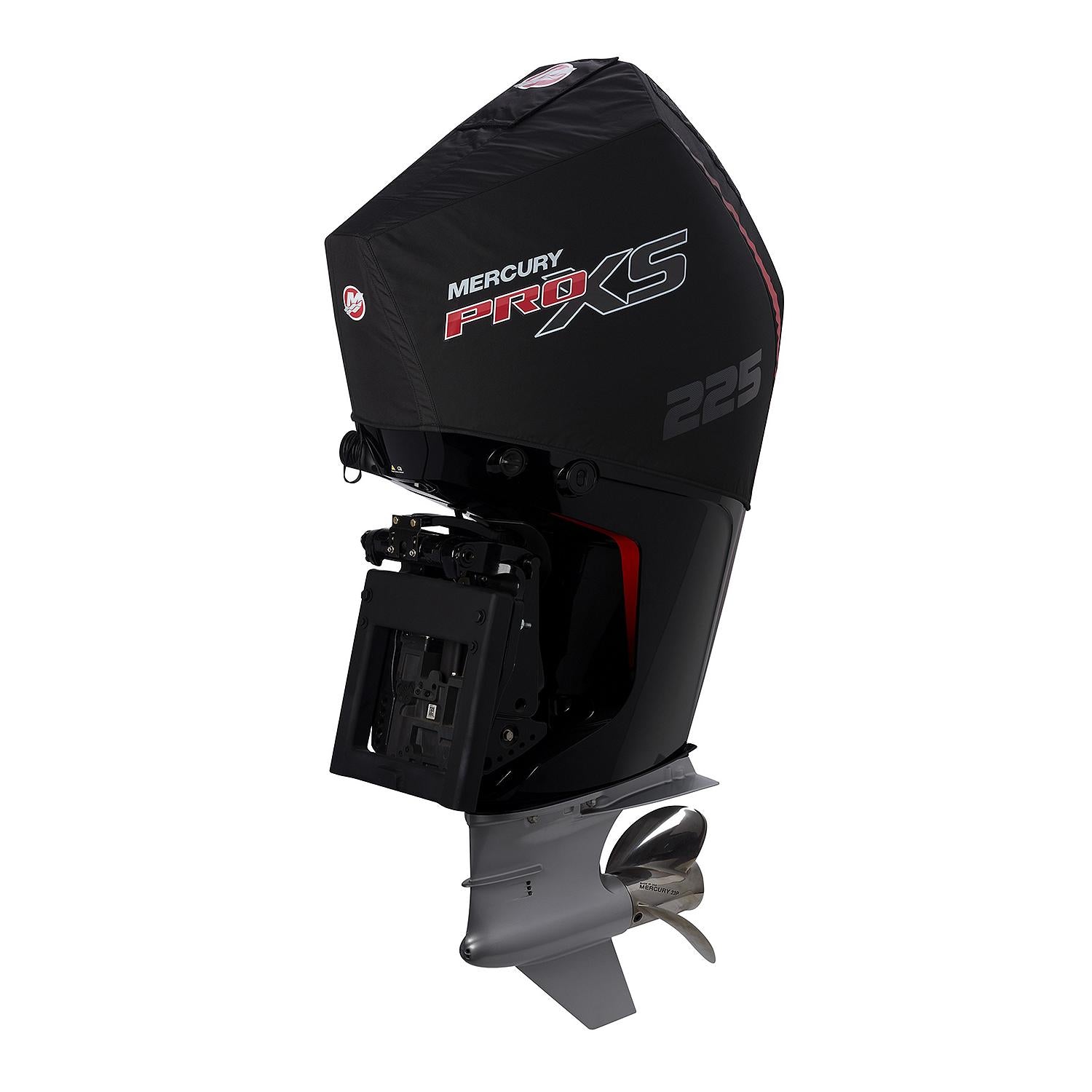 Mercury 8M0228534 black vented splash cover for 4.6L V8 225hp Pro XS outboard Back