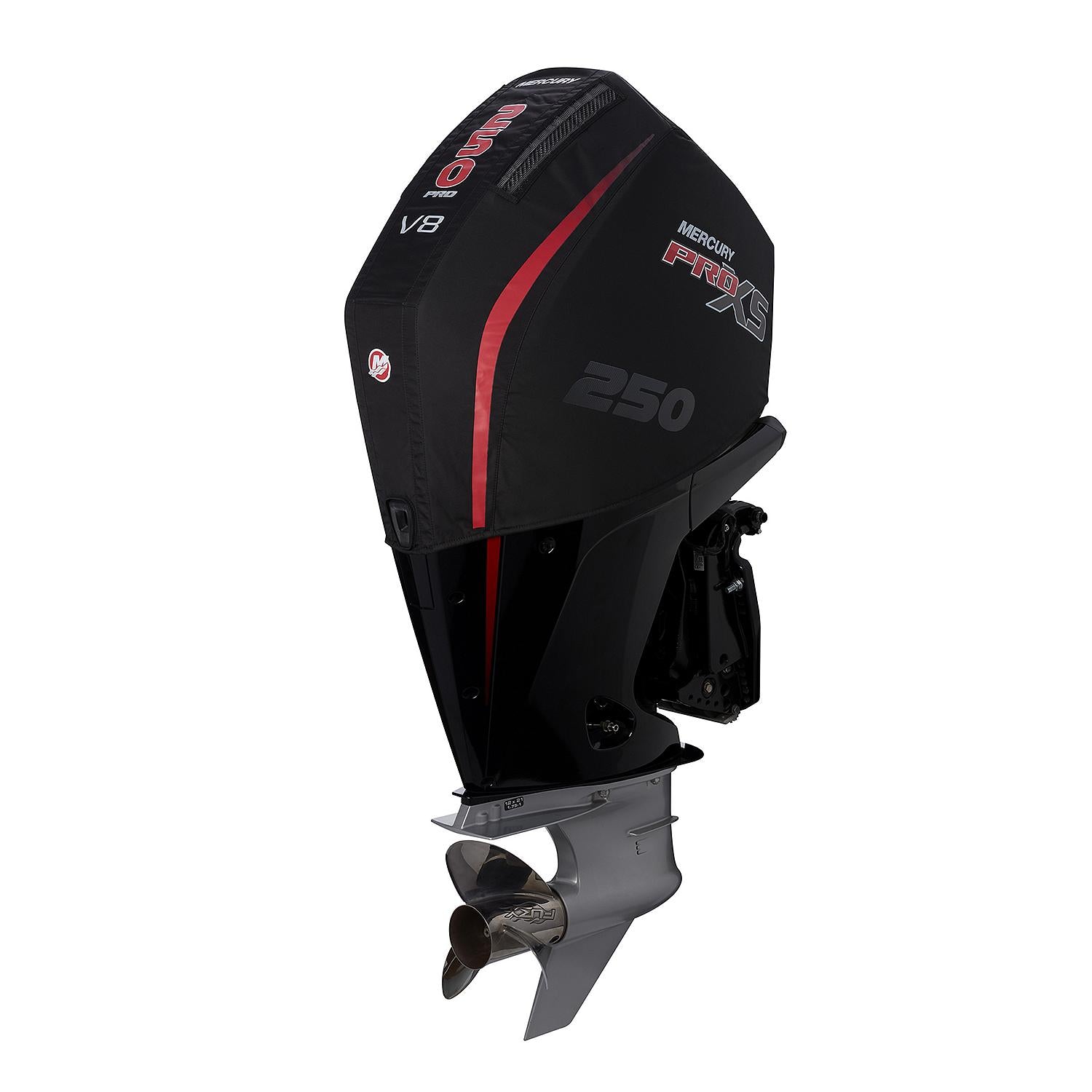 Mercury 8M0228535 black vented splash cover for 4.6L V8 250hp Pro XS outboard