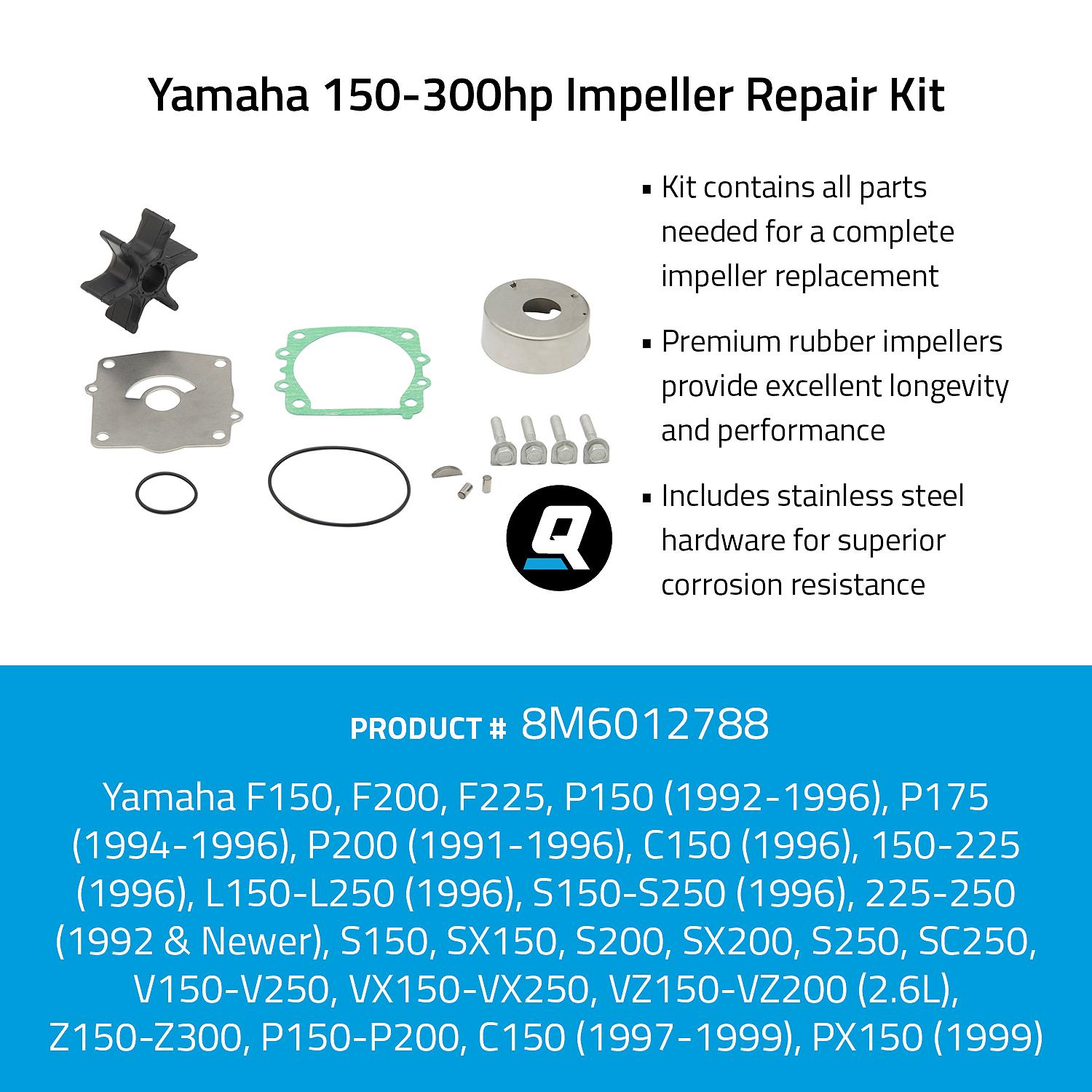 Quicksilver 8M6012788 impeller repair kit contents