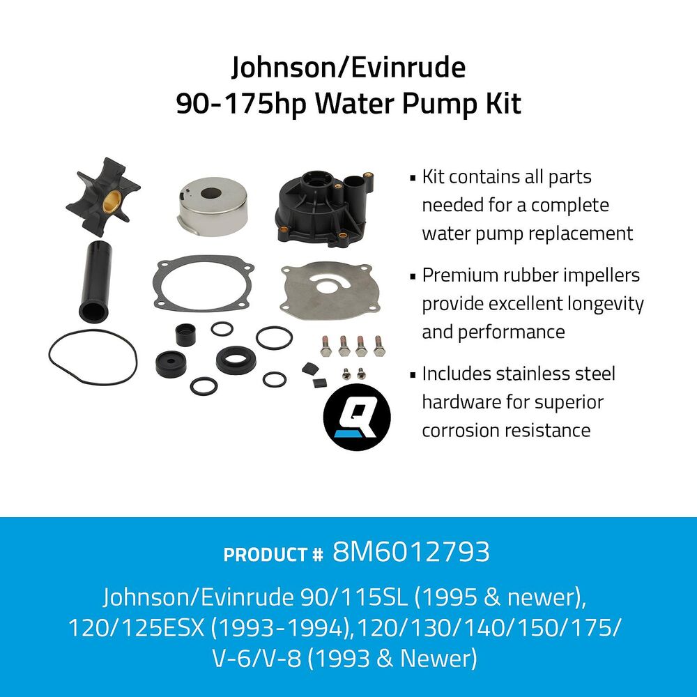 Quicksilver 8M6012793 water pump kit manufacturer application and contents