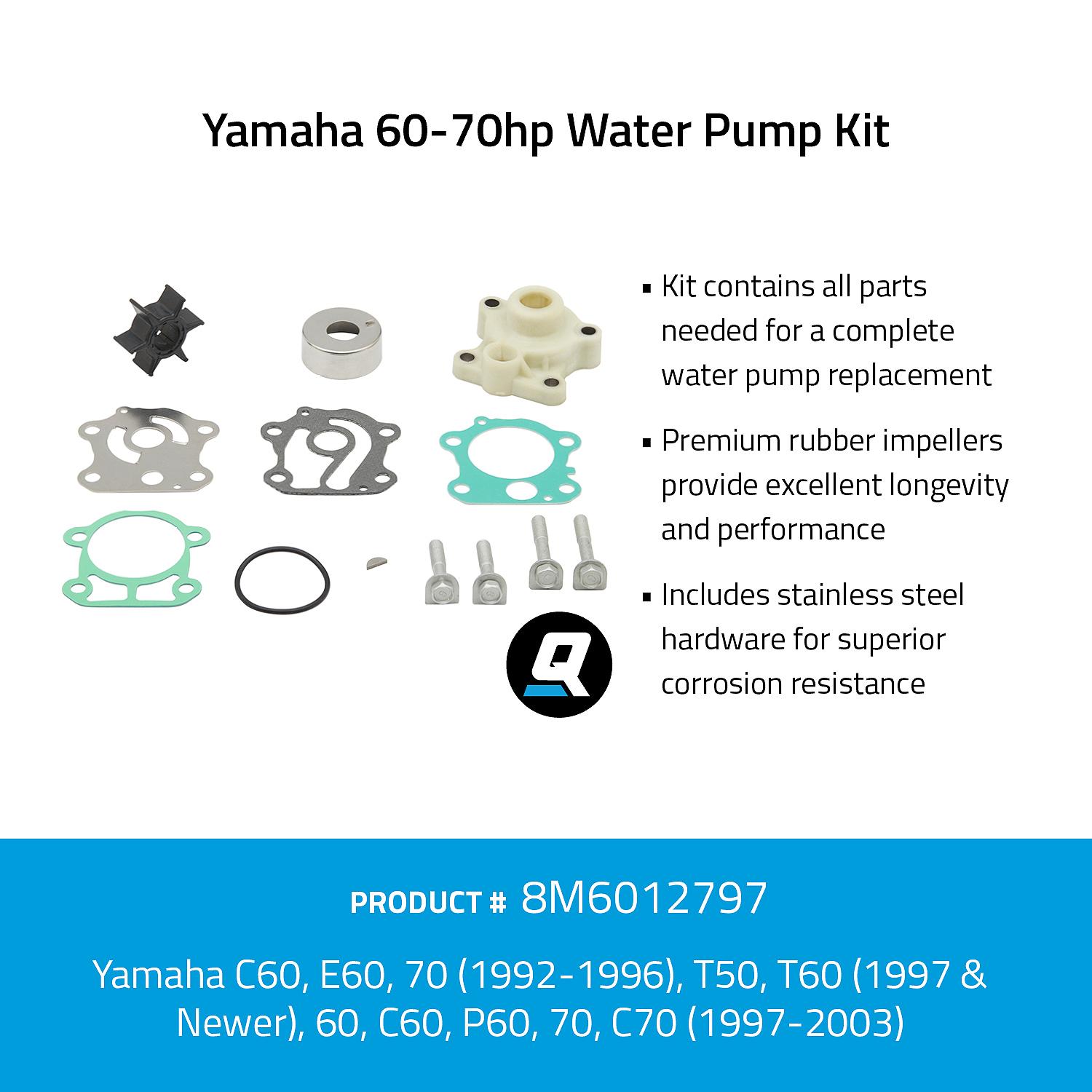 Quicksilver 8M6012797 Yamaha 60-70 HP water pump kit overview