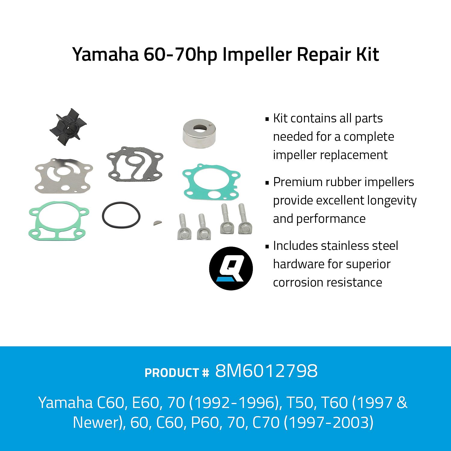 Quicksilver 8M6012798 Yamaha 60-70 HP impeller repair kit overview