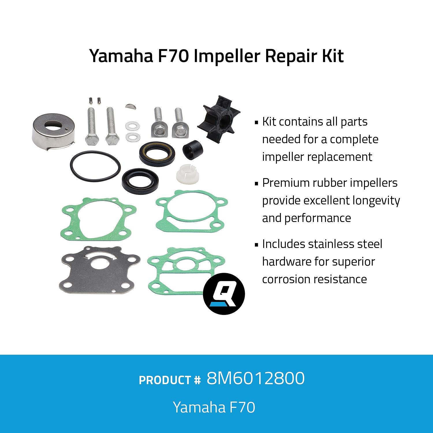 Quicksilver 8M6012800 Yamaha F70 impeller repair kit overview