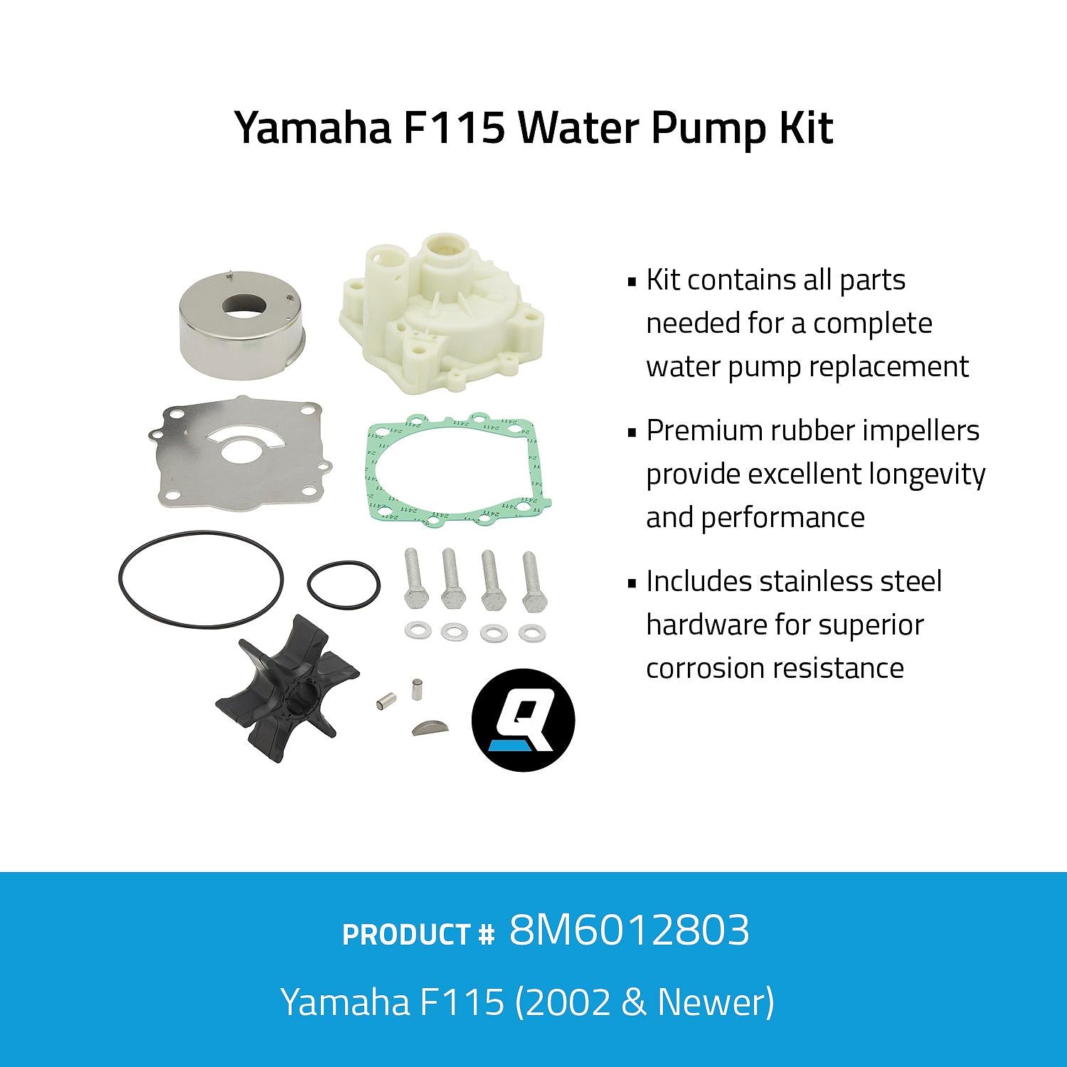 Quicksilver 8M6012803 Yamaha F115 water pump kit overview