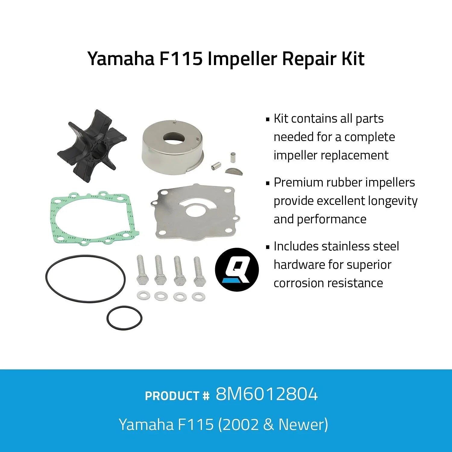 Quicksilver 8M6012804 Yamaha F115 impeller repair kit overview