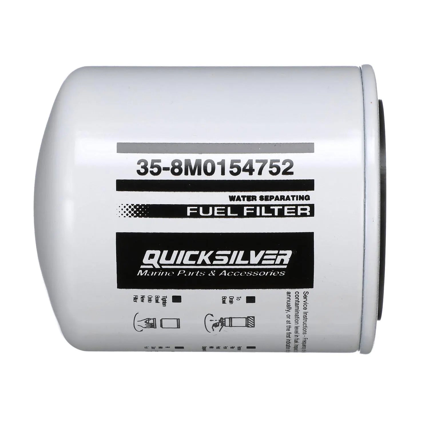 Quicksilver 8M0154752 10-micron water-separating fuel filter, long 110 mm canister for high-horsepower Yamaha outboards