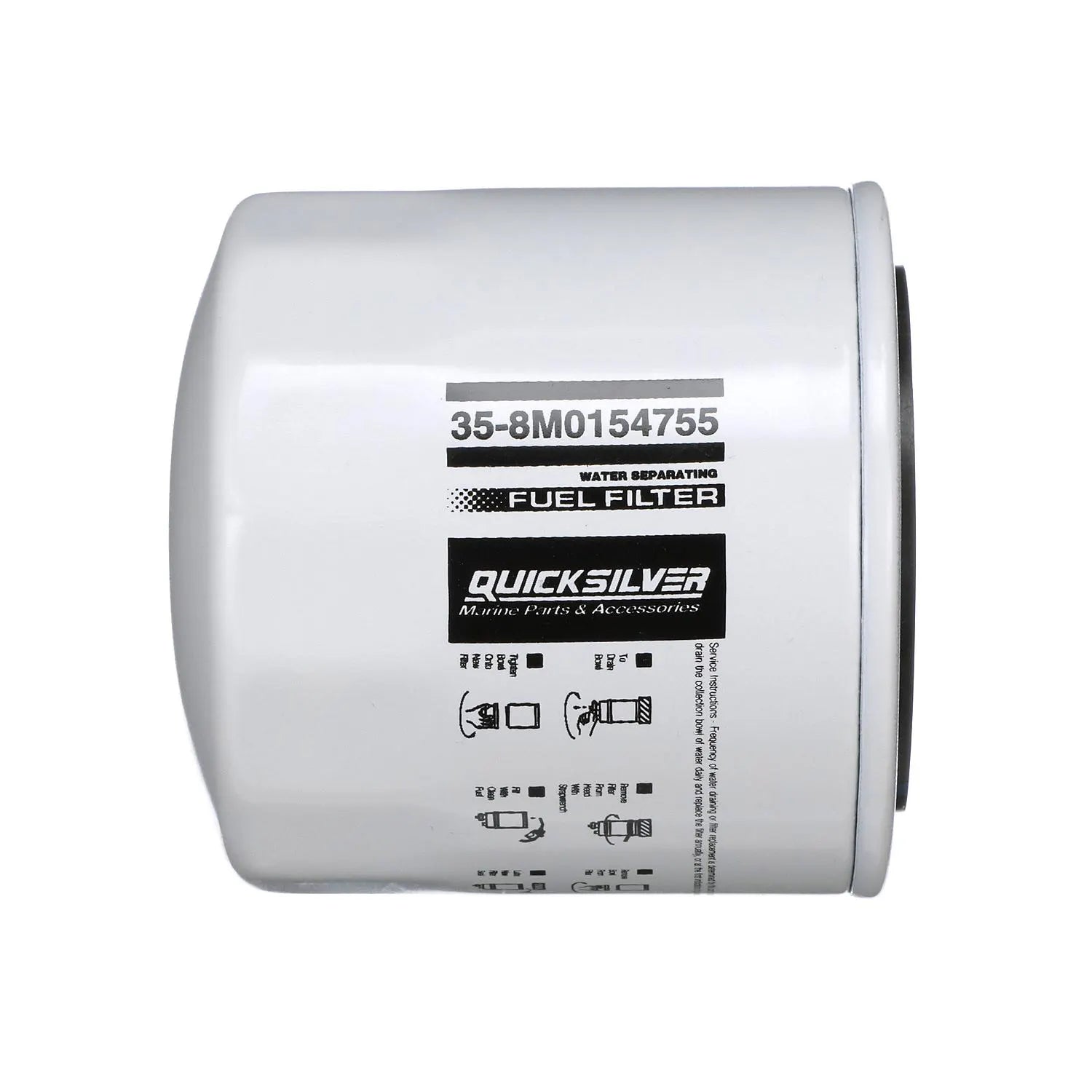 Quicksilver/Mercury 8M0154755 water-separating 10-micron fuel filter, short 93 mm height, 90 GPH