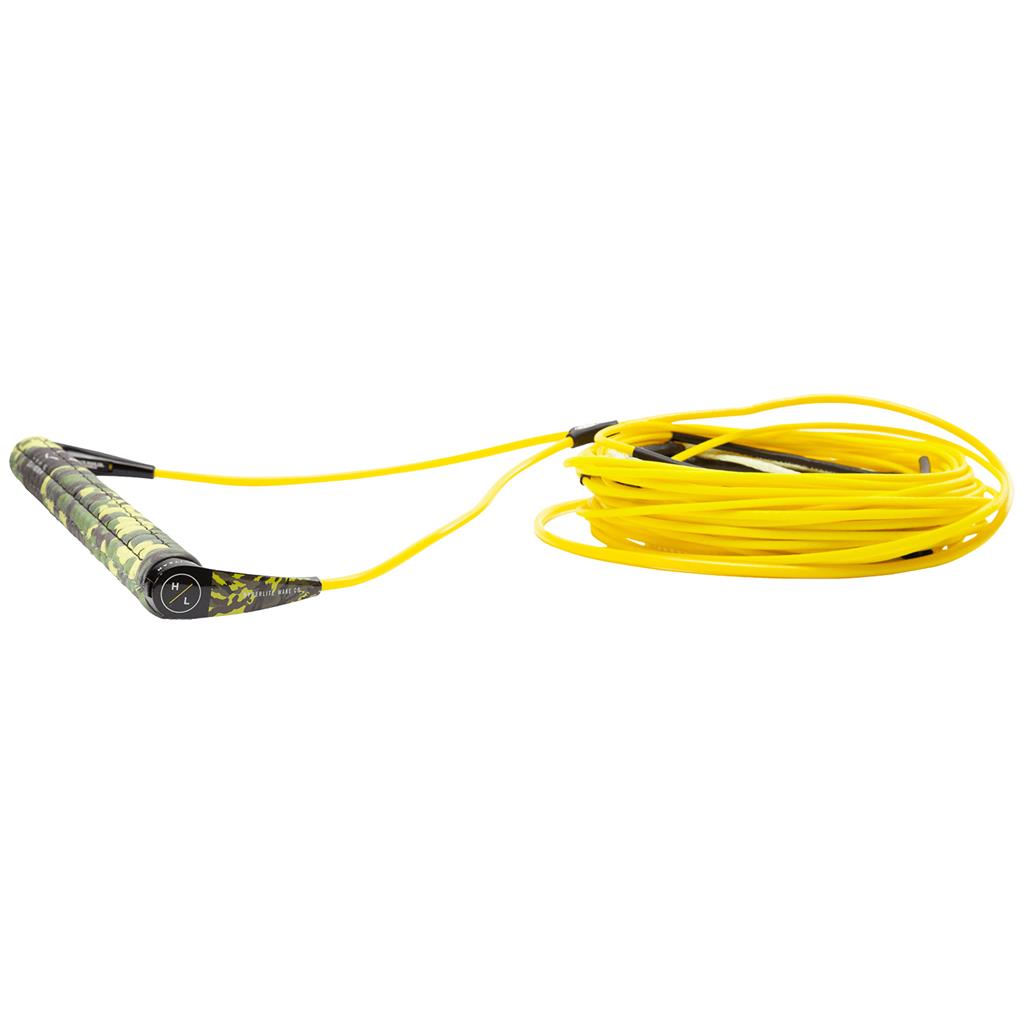 Hyperlite SG wakeboard handle with A-Line in yellow, silicone grip, lightweight end caps, sectioned mainline