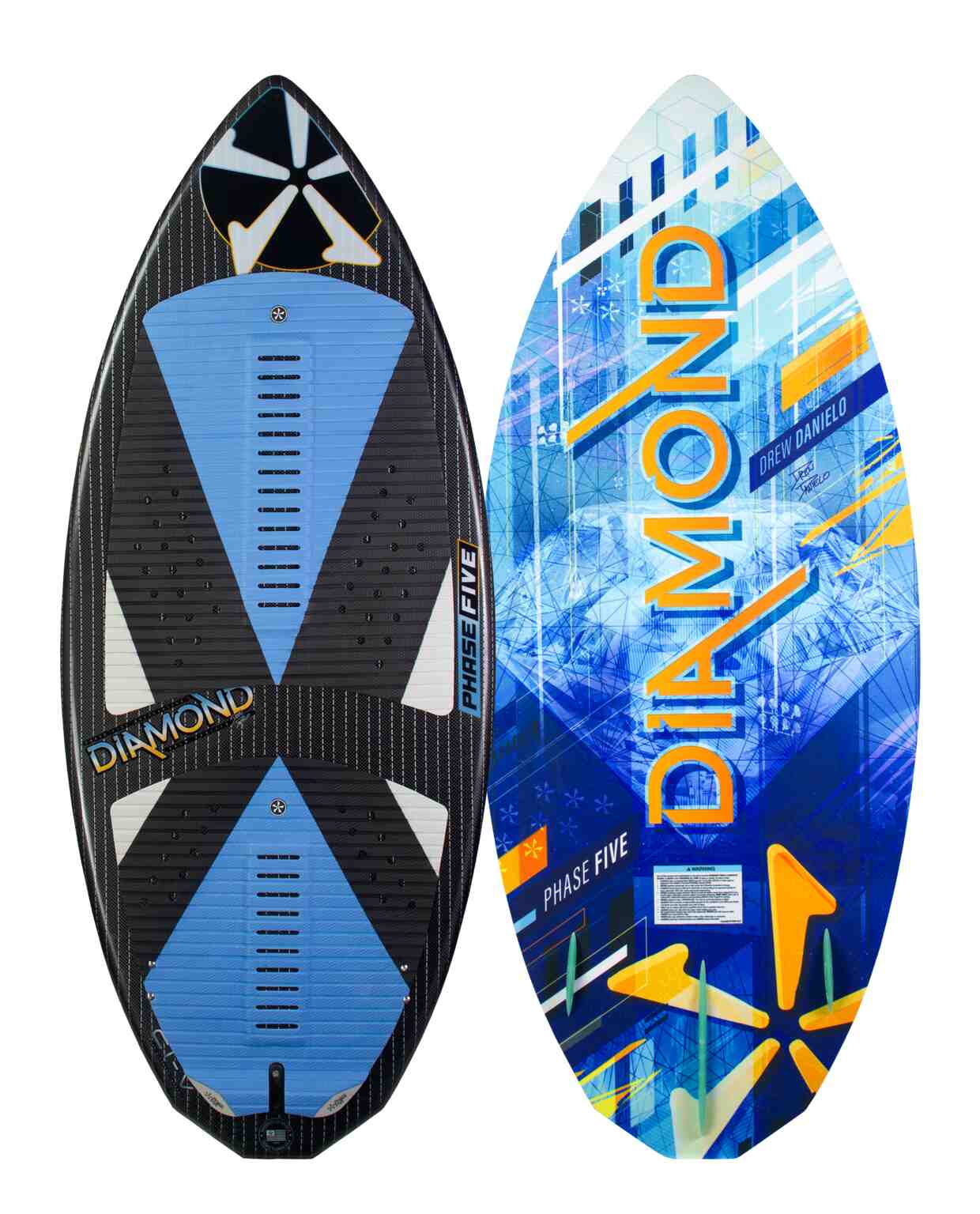Phase Five Diamond Turbo 2 wakesurf board with diamond tail and performance deck