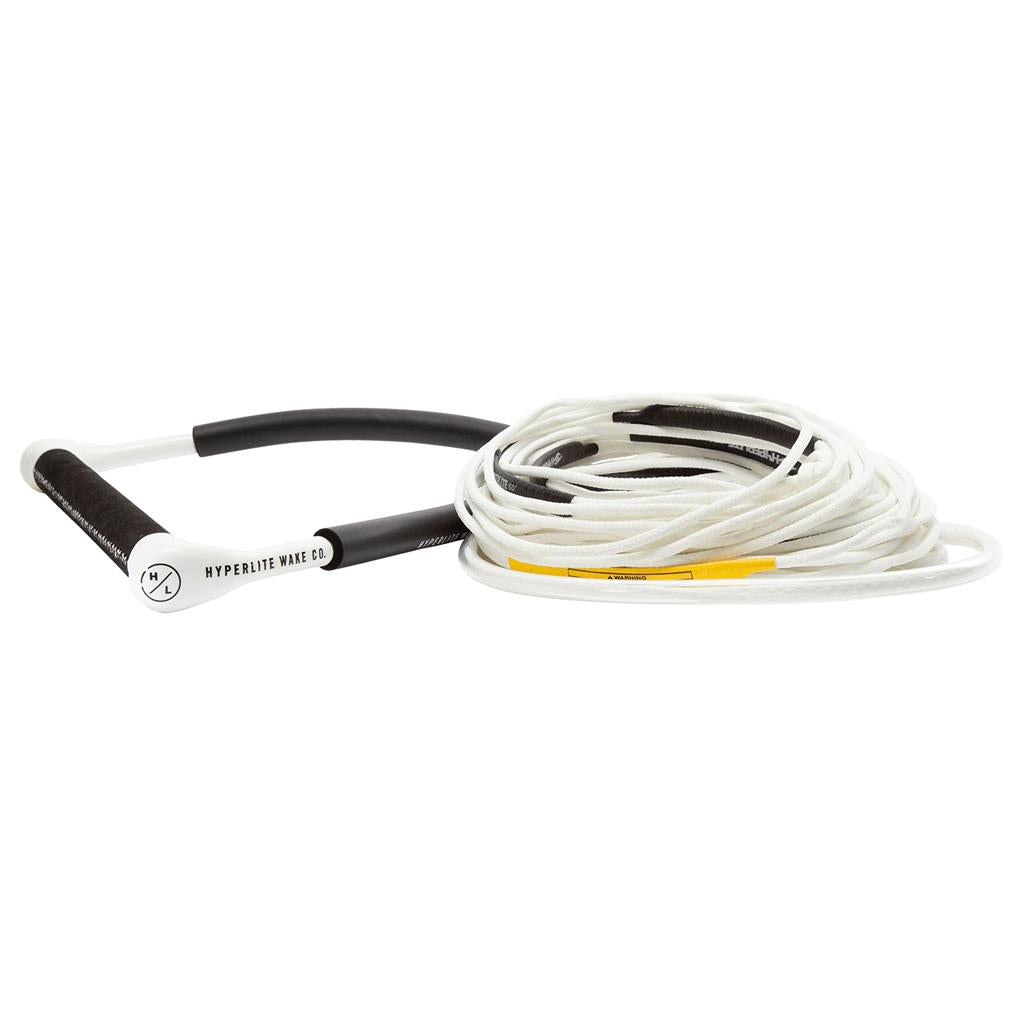 Hyperlite CG wakeboard handle with Fuse Line in white, chamois grip, lightweight end caps, 75-foot rope