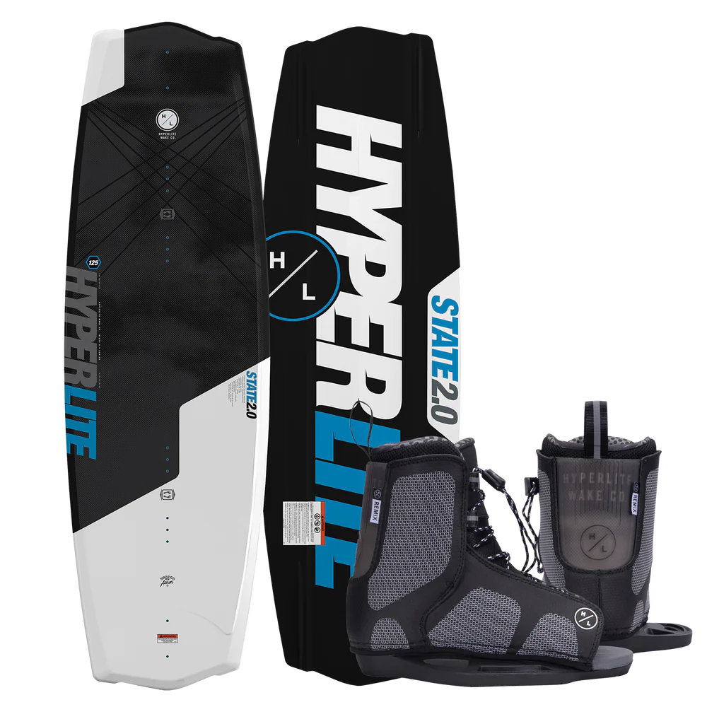 Hyperlite State Jr. Wakeboard with Remix Kids Bindings 4-8 - Youth 125cm Wakeboard Package