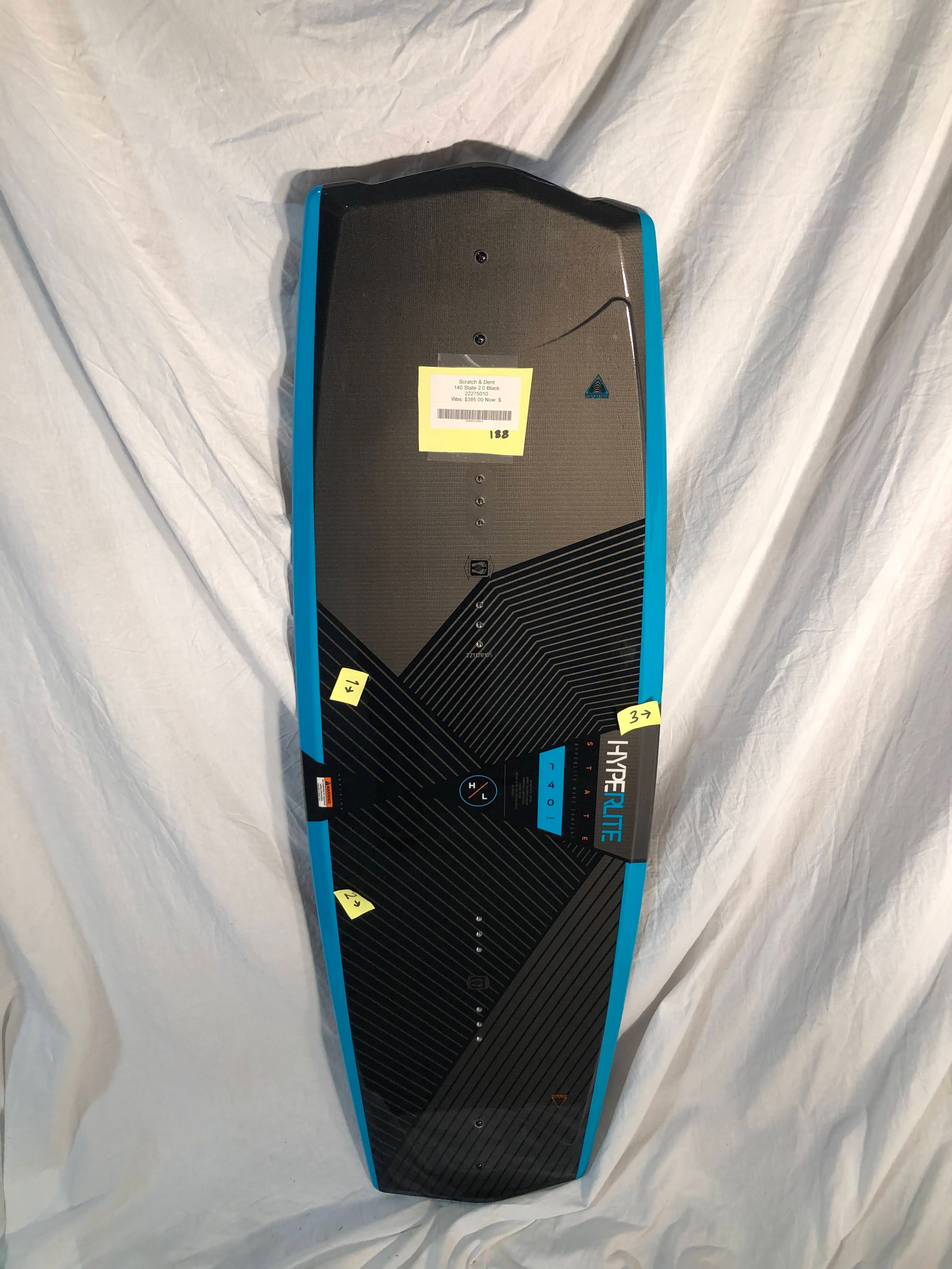 Hyperlite - 140 State 2.0 Black Wakeboard - Scratch N Dent SD188