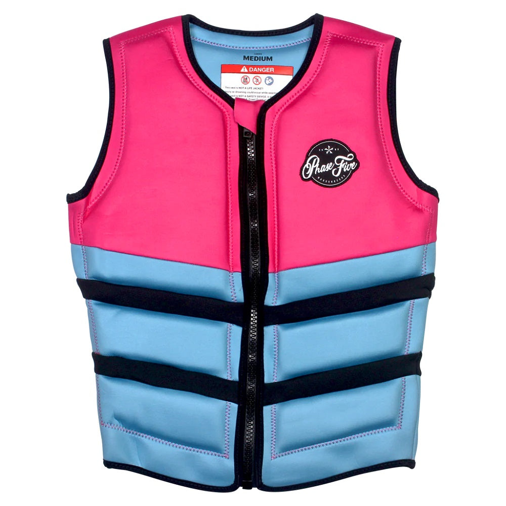 Phase Five Ladies Pro NCGA vest — women's neoprene zip‑up Pink Front