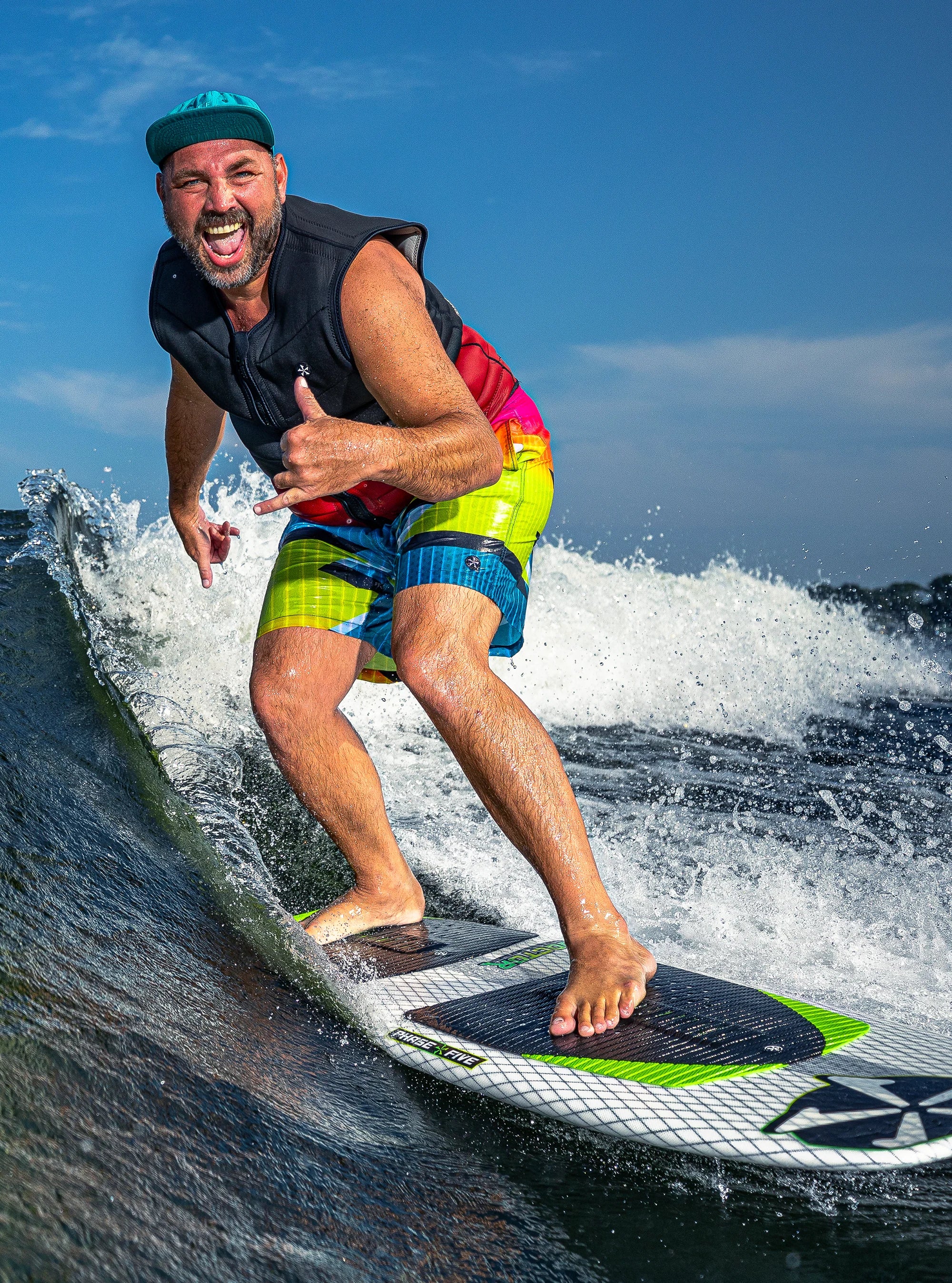 Phase Five Doctor surf-style wakesurf board Action