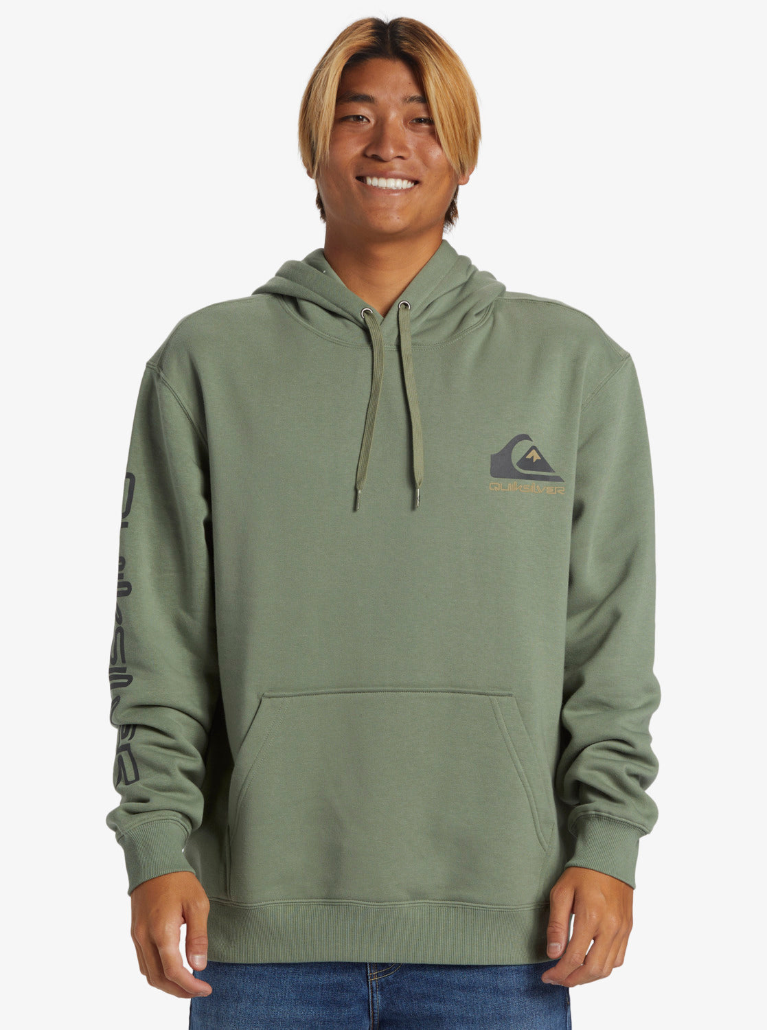 Quiksilver Omni Logo Pullover Hoodie for Men- Sea Spray