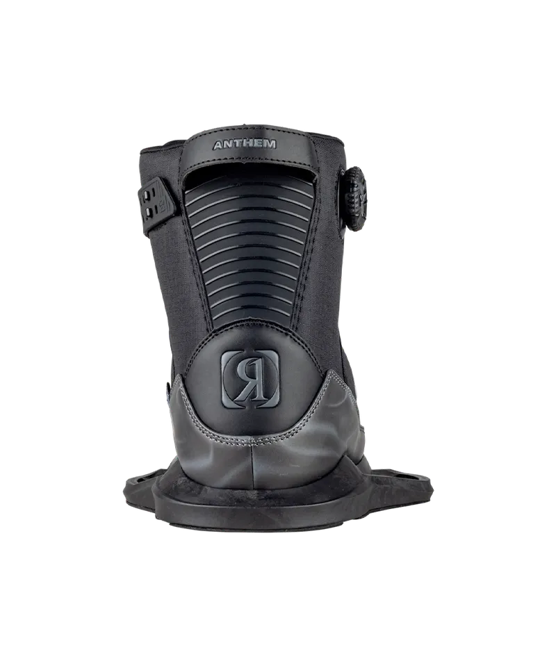 Ronix Anthem BOA Stage 2 open toe wakeboard boot in Techy Grey with Mainframe 2.0 chassis Back
