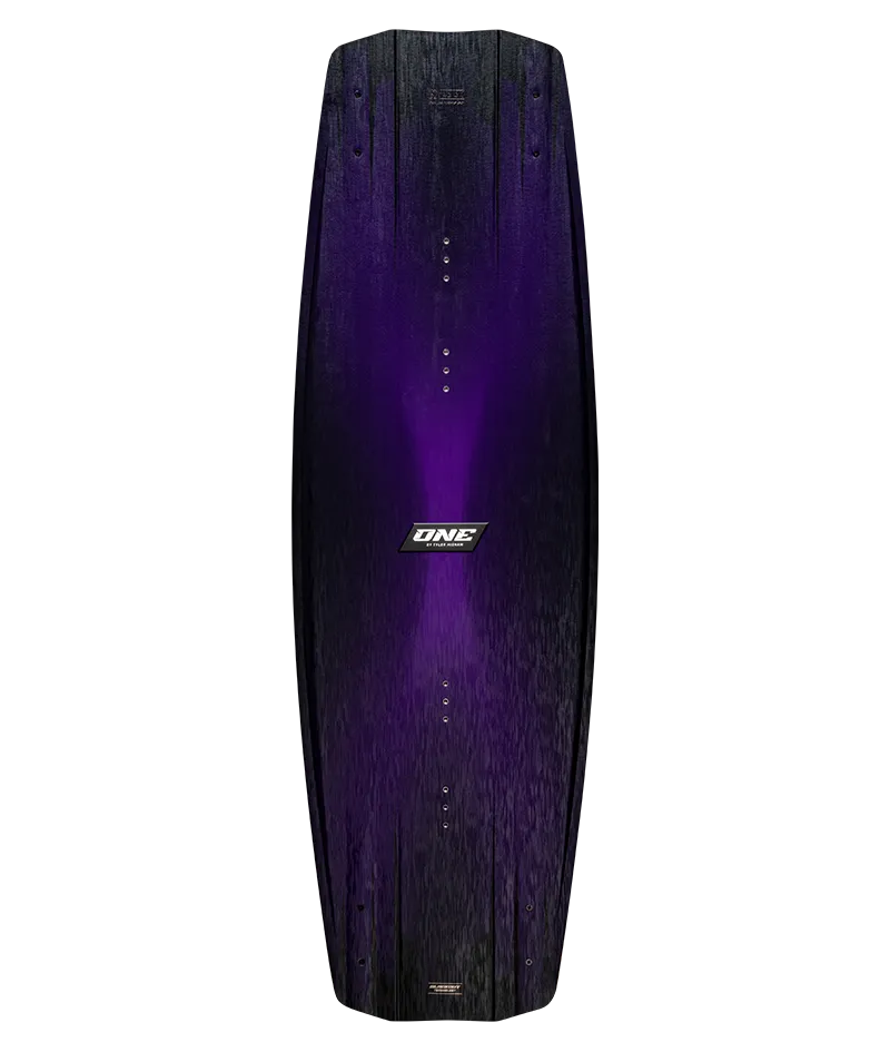 Ronix One Blackout Technology 3-stage wakeboard in Midnight/Purple with explosive vertical rocker and wider outline Top