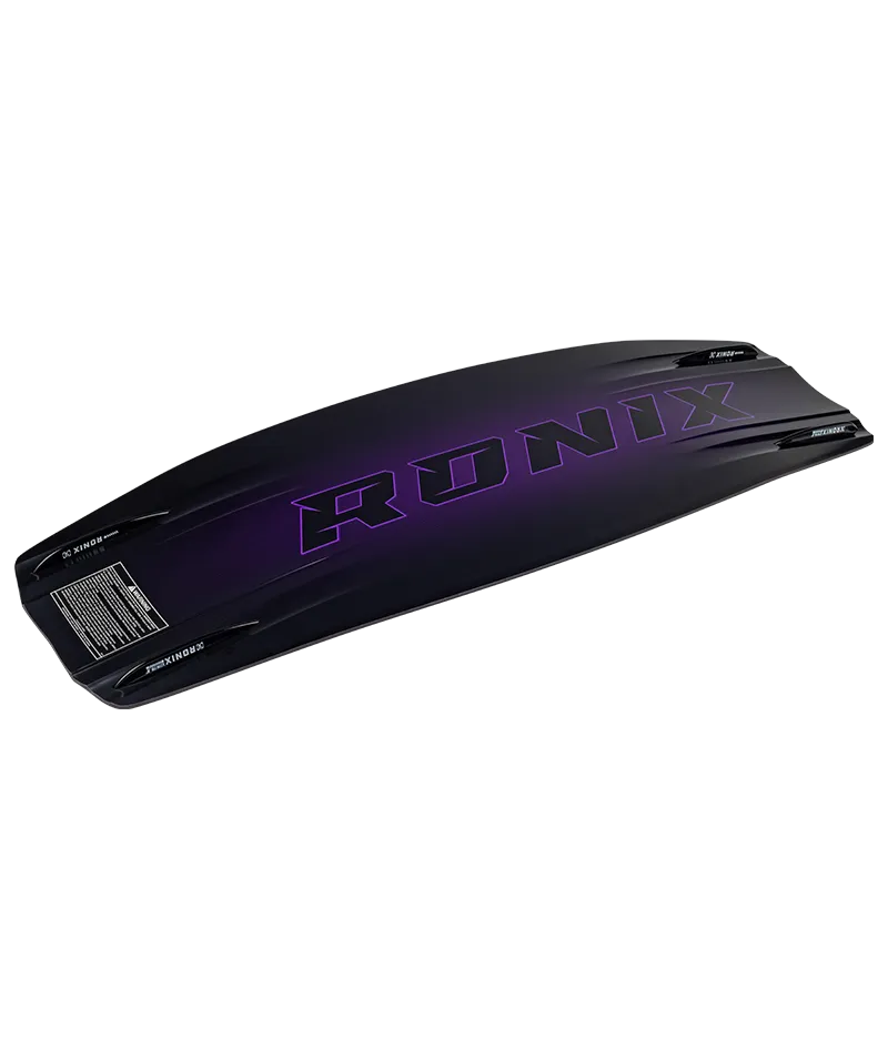 Ronix One Blackout Technology 3-stage wakeboard in Midnight/Purple with explosive vertical rocker and wider outline Side Bottom