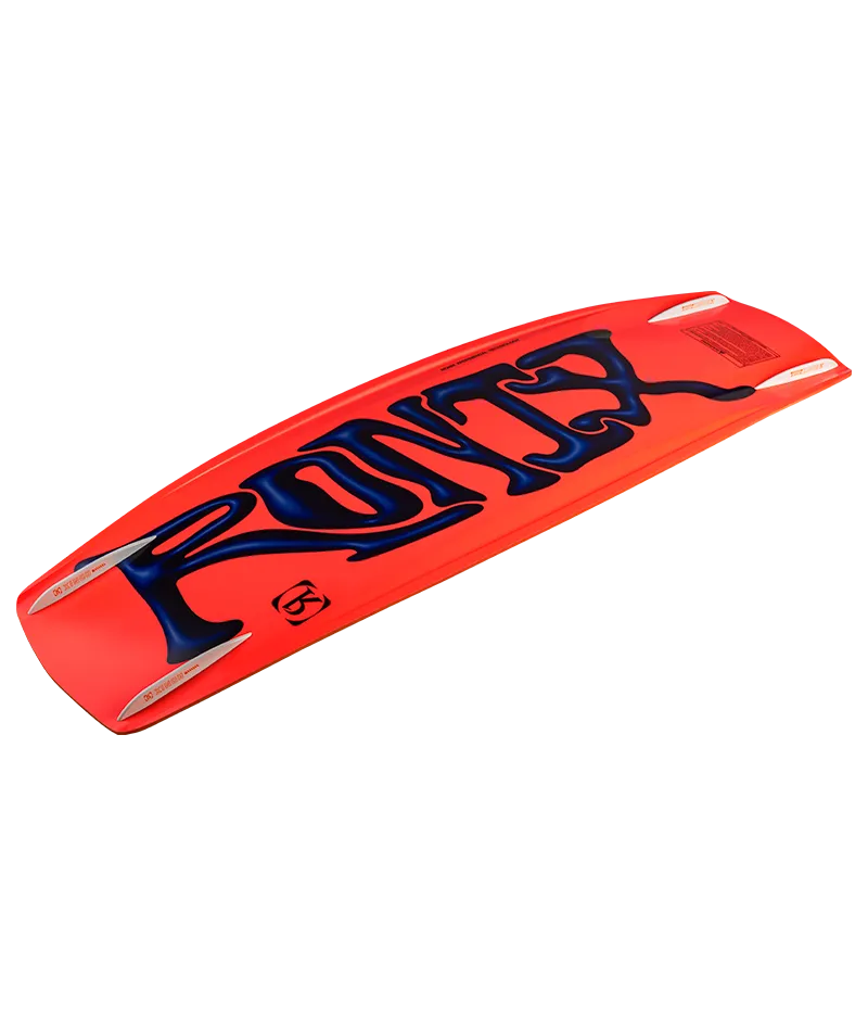 Ronix RXT Blackout Technology wakeboard in White/Blue/Neon for advanced boat riders Bottom Angle
